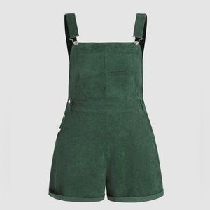 Solid Corduroy Pinafore Playsuit